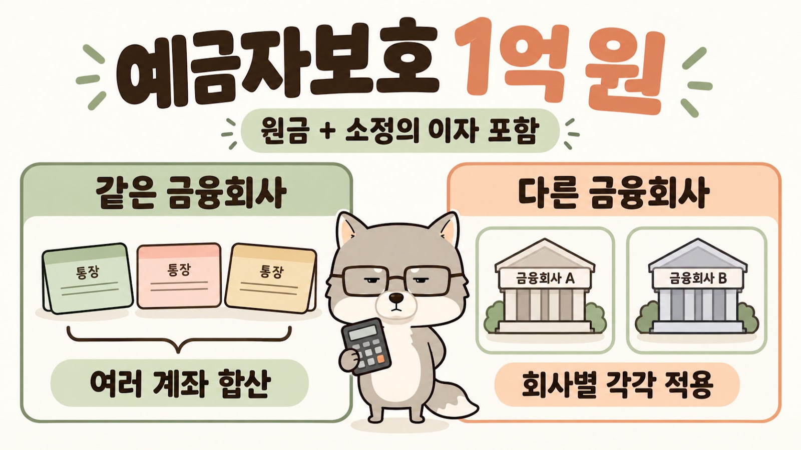 예금자보호 1억 원 계산법, 같은 은행 계좌·이자 합산 기준