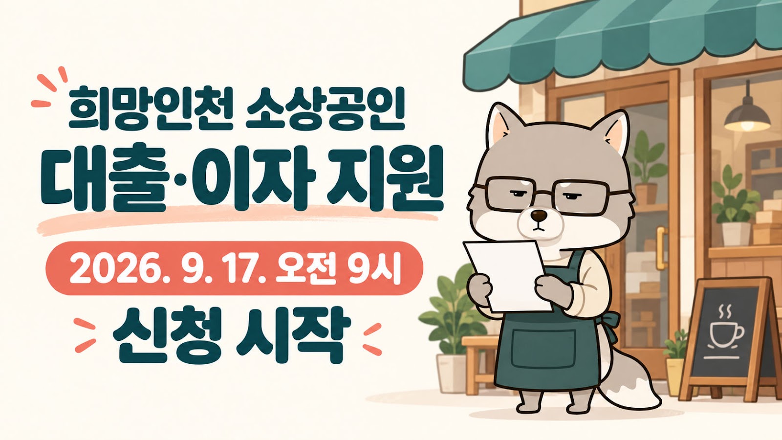 희망인천 소상공인 대출, 9월 17일 신청 대상과 이자 지원 조건