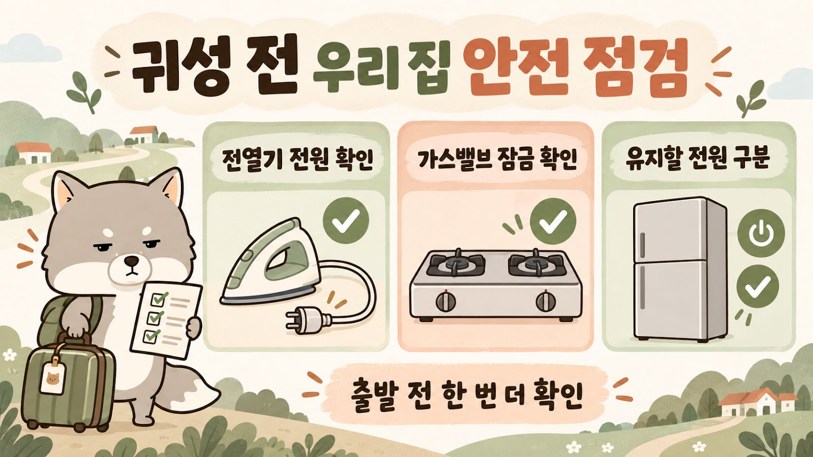 추석 귀성 전 전기·가스 안전 체크리스트, 끌 전원과 남길 전원