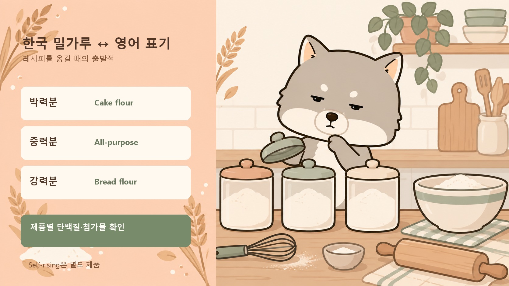 밀가루 영어 이름, 박력·중력·강력분과 all-purpose 차이